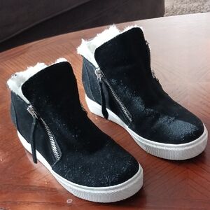 Steve Madden Black High-Top Sneakers with White Soles